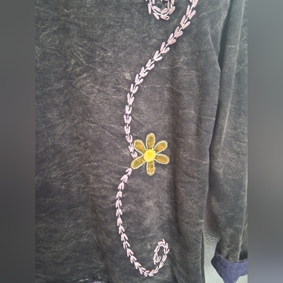 Embroidered Dark Grey Jacket With Embroideredl Floral Design - Picture 5 of 11